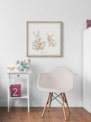 "Rabbit Eating Carrots" Framed Painting Print, 18x18