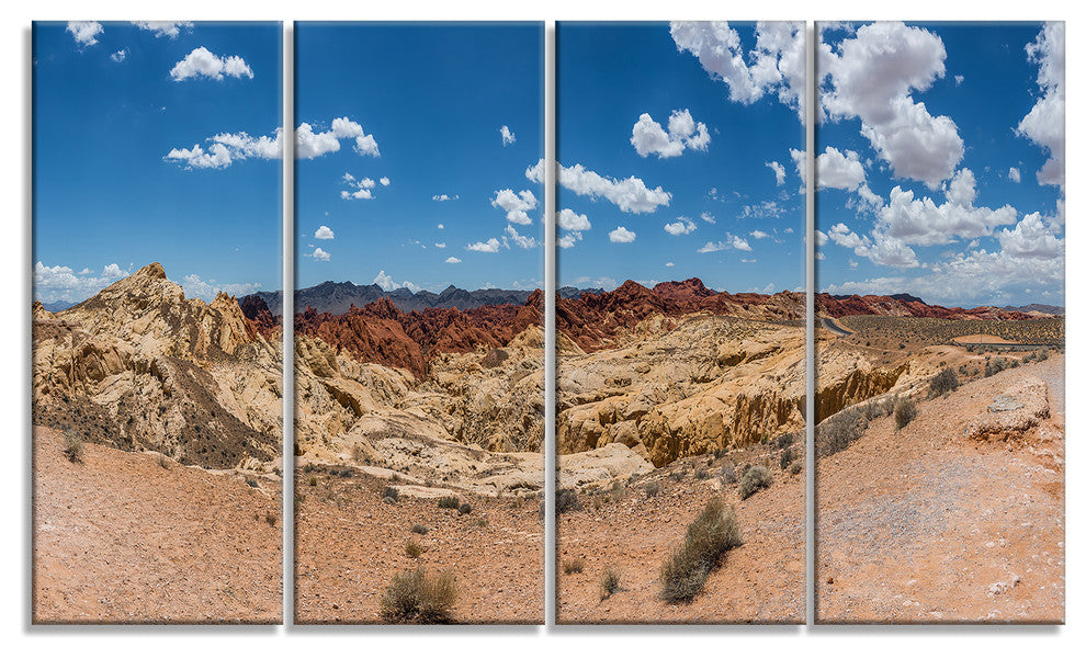 "Valley of Fire Landscape Panorama" Landscape Wall Wall Art, 4 Panels, 48"x28"