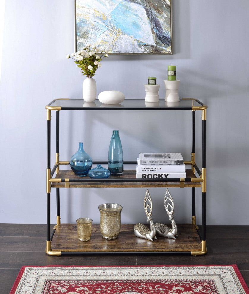 HomeRoots 44" X 16" X 28" Black Solid Wood Leg Console Table