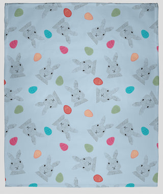 30 x 40 in Easter Bunnies and Eggs Throw Blanket, After Rain Blue
