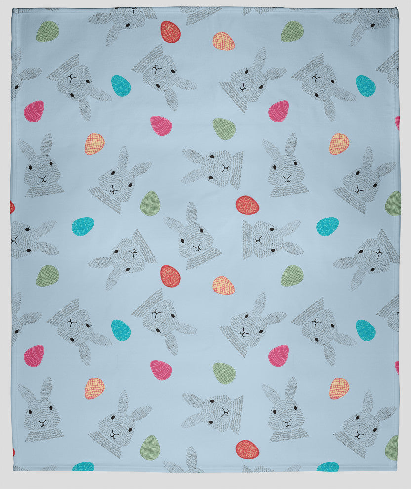 30 x 40 in Easter Bunnies and Eggs Throw Blanket, After Rain Blue