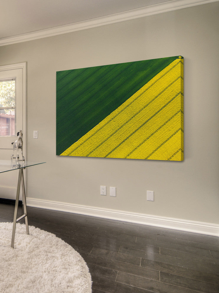 "Green and Yellow Crops" Painting Print on Wrapped Canvas