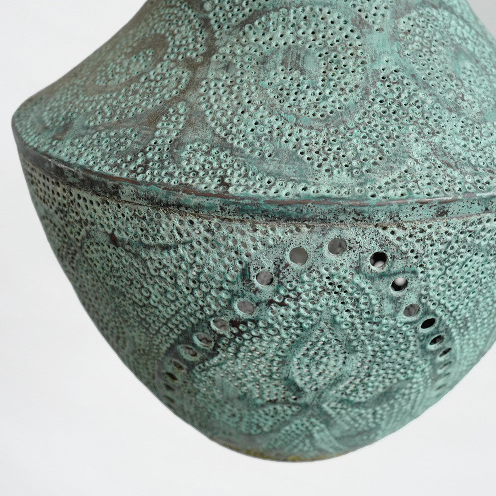 Copper Verdigris Dot Pendant SML