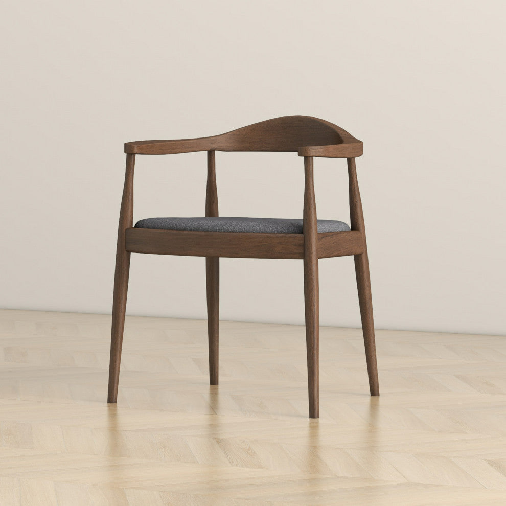 Freya Mid-Century Modern Solid Wood Upholstered Dining Chair, Grey