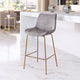 Counter Stool Chair, Steel Metal, Fabric, Gray, Gold, Kitchen Cafe Bistro