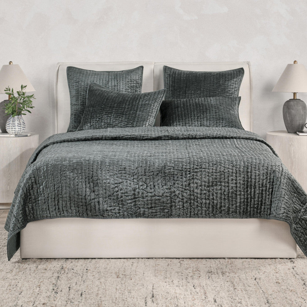 Dimitry Velvet Sham in Bay Green by Kosas Home, Bay Green, Euro Sham