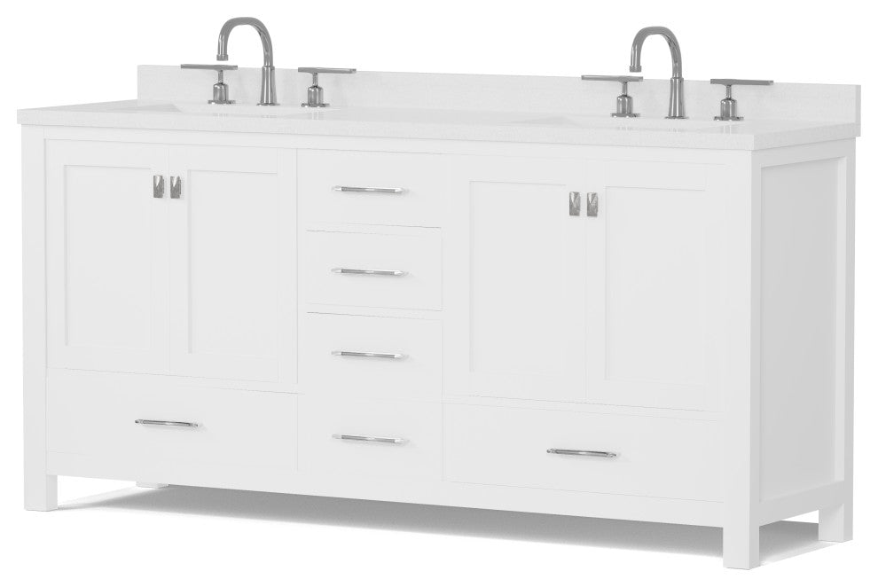 Caroline Avenue 72" Double Bathroom Vanity Set, White