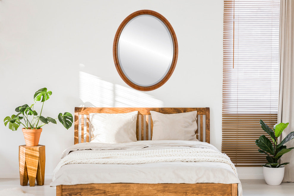 Pasadena Framed Oval Mirror in Vintage Walnut, 21"x25"