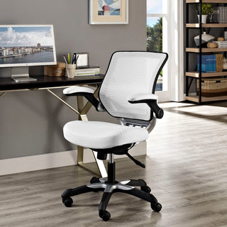 Modern Contemporary Vinyl Office Chair, White Fabric