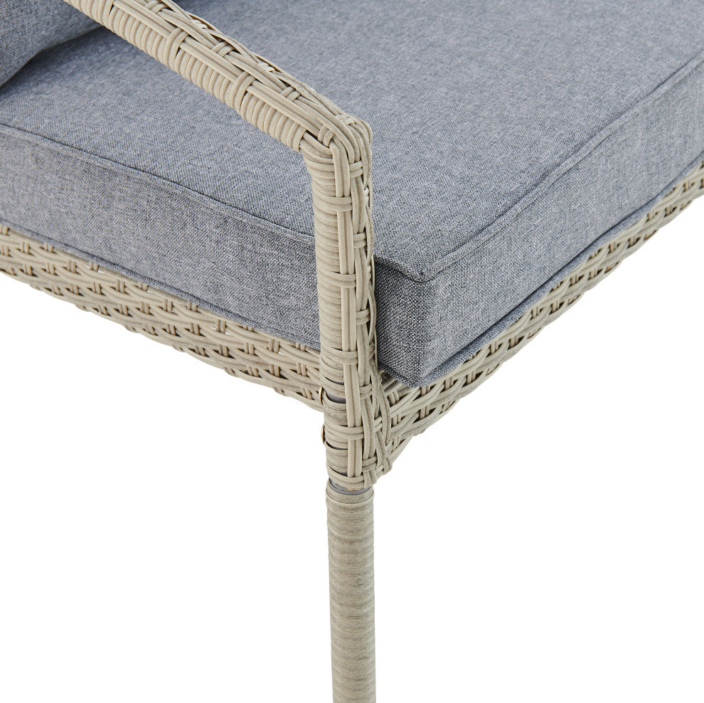 Windham All-Weather Wicker 2-Seat Outdoor Bench With Cushions