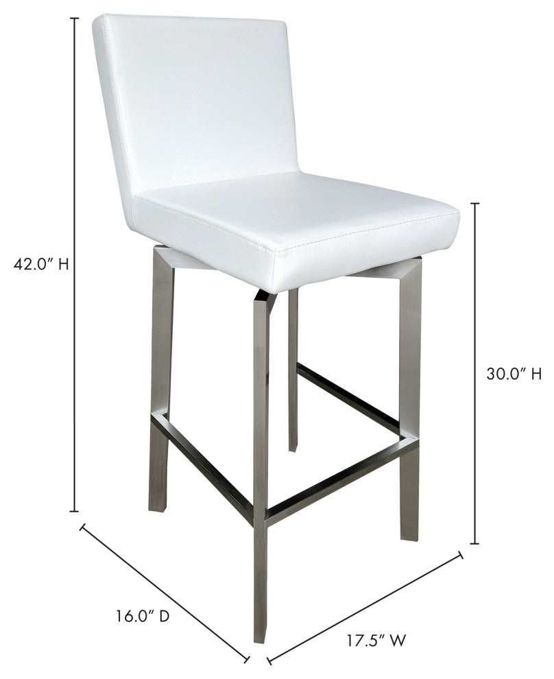 Contemporary Giro Swivel Barstool White - White