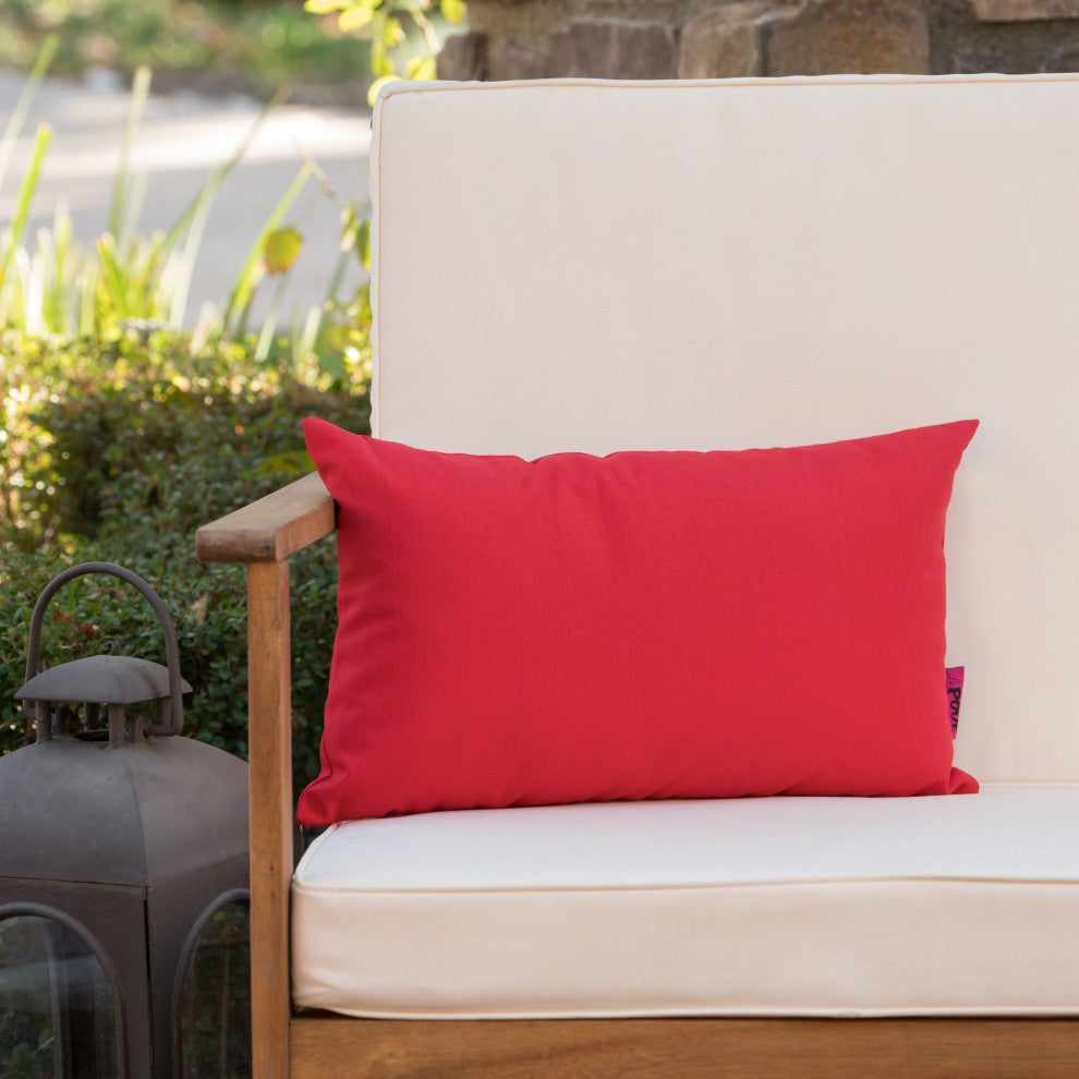 GDF Studio Coronado Outdoor Water Resistant Rectangular Throw Pillow, Red, Singl