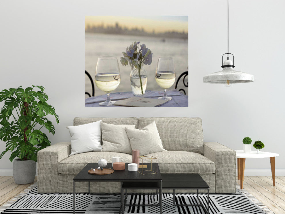 Up Close Water Glasses For Two City 2 Giclee Wrap Canvas Wall Art