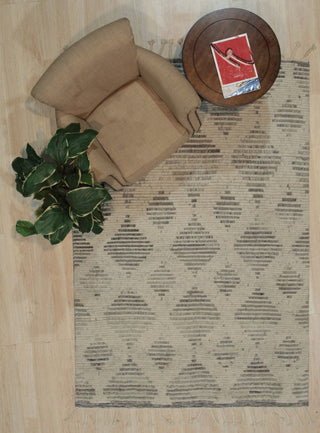 Hand-Knotted Wool Beige Transitional Modern Modern Knot Rug, 5'6x7'6