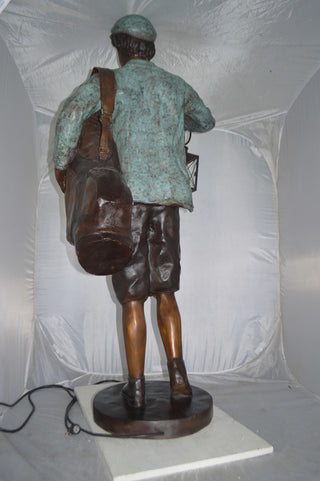 Caddy with light Bronze Statue -  Size: 30"L x 36"W x 64"H.