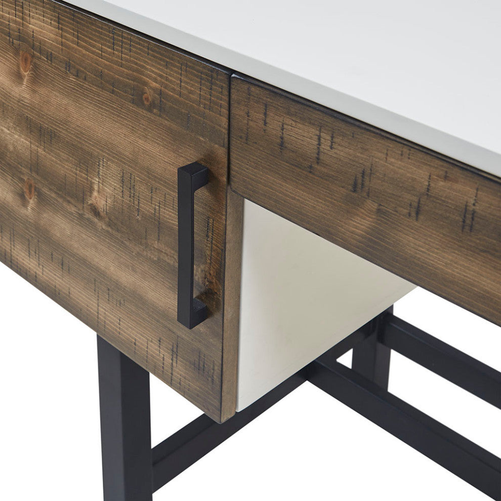 Madison Park Kirtley Modern Industrial Wood Office Writing Desk, White