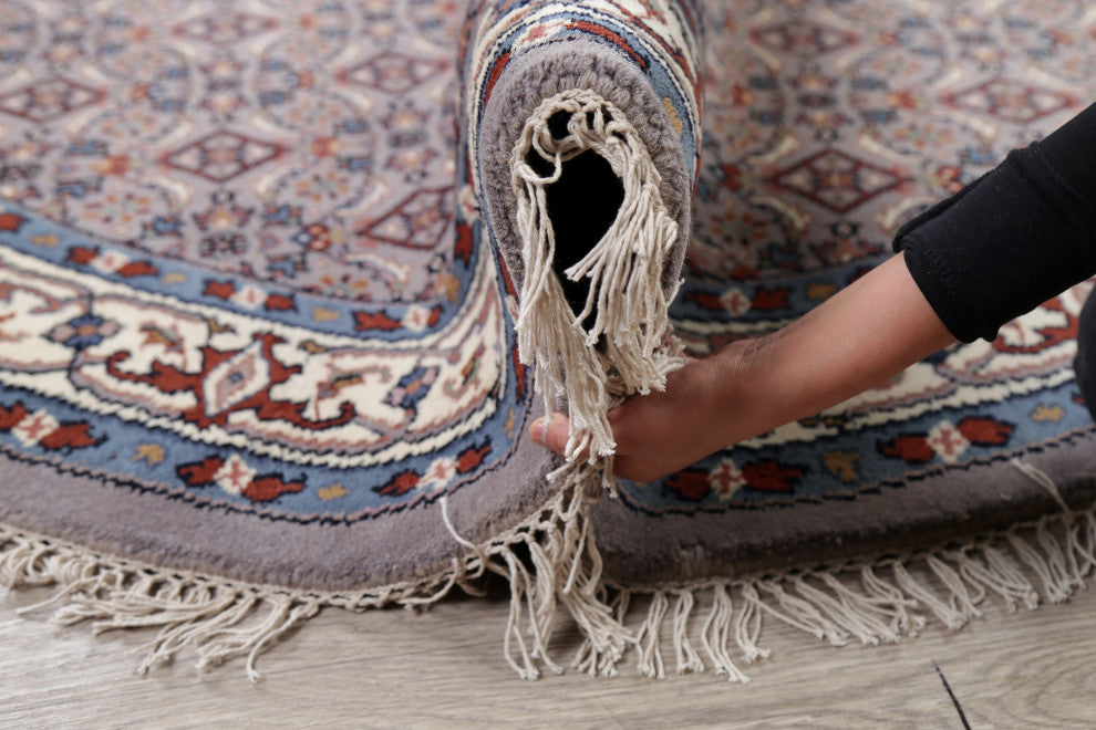 Bidjar Oriental Traditional Indian Hand-Knotted Area Rug, Gray, 8'1"x8'1