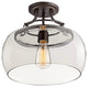 Farmhouse Rust Ceiling Light Glass Semi Flush Mount Fixture