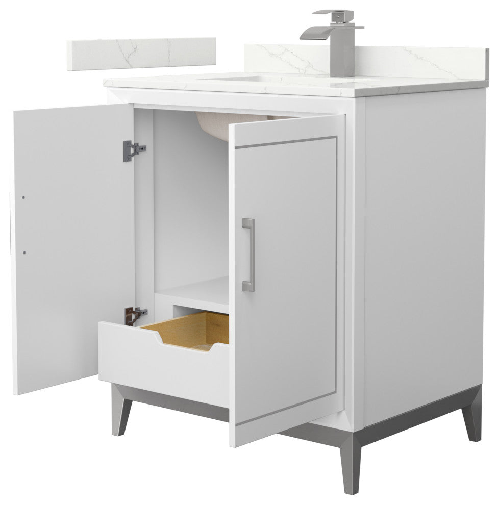 Marlena 30" Single Vanity, Quartz Top, 1-Hole, Nickel Trim