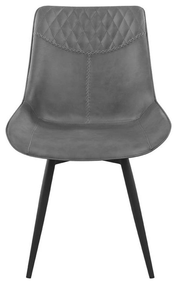 Pemberly Row Faux Leather Upholstered Side Chair in Gray Finish