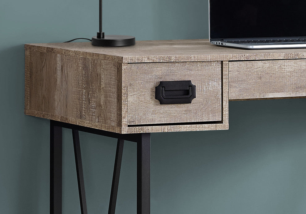 Computer Desk, Laptop, Storage Drawers, 48"L, Work, Metal, Beige, Black