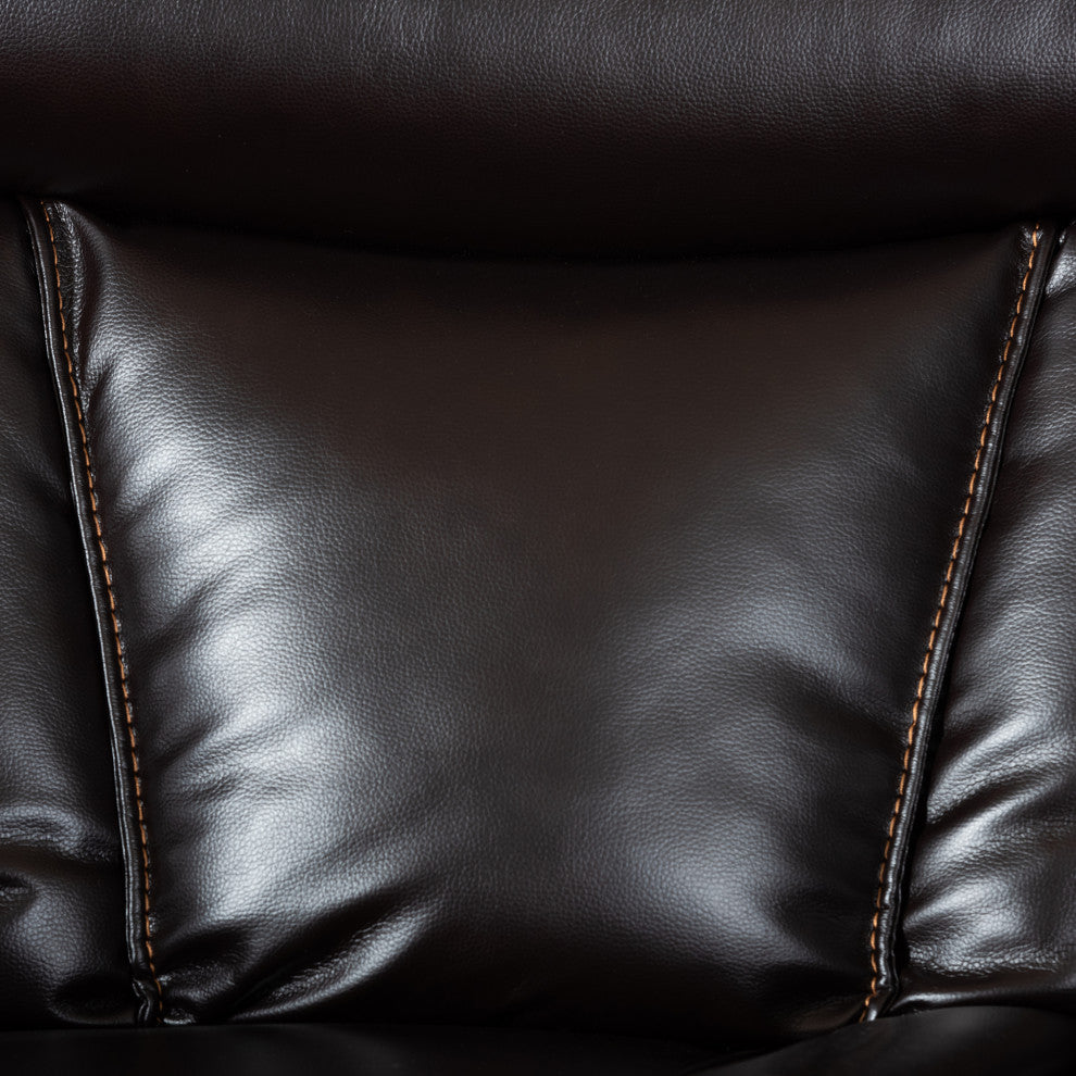Lewis Dark Brown Faux Leather Upholstered 6-Piece Reclining Sectional Sofa