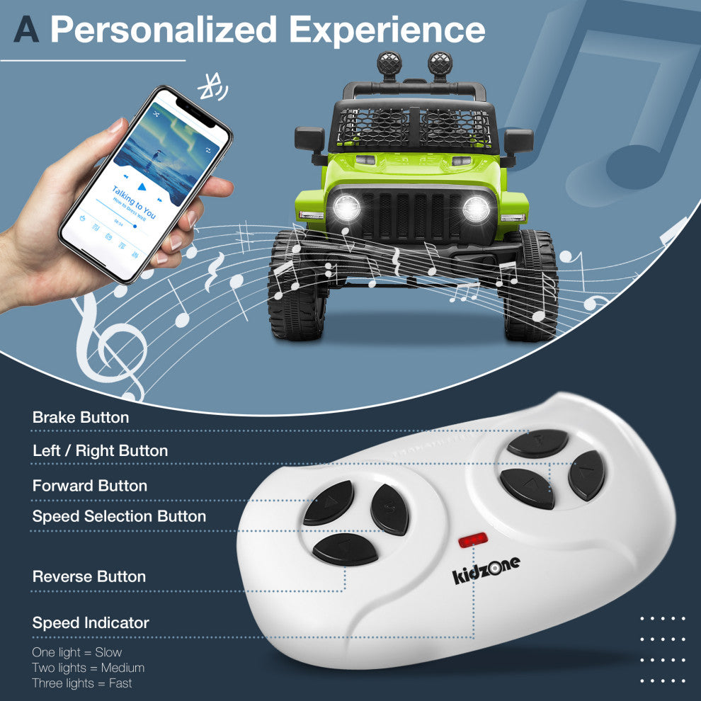 12V Battery Powered Electric Ride-On SUV MP3, Bluetooth, Green