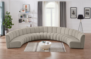 Infinity Black Boucle Fabric Upholstered Arc Shaped Modular Sectional, Brown, 7-Piece, Arc-Shaped