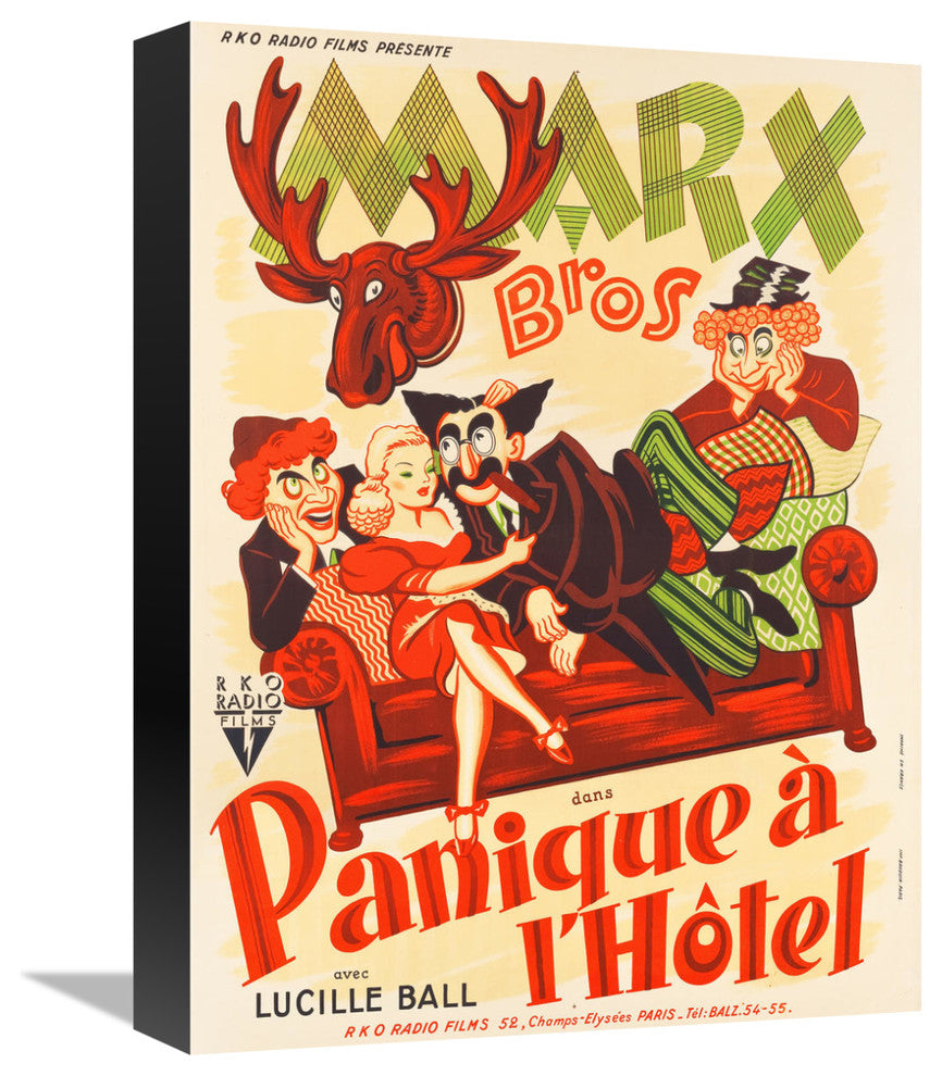 "Marx Brothers - French - Room Service 01" Canvas Giclee, 12"x16"