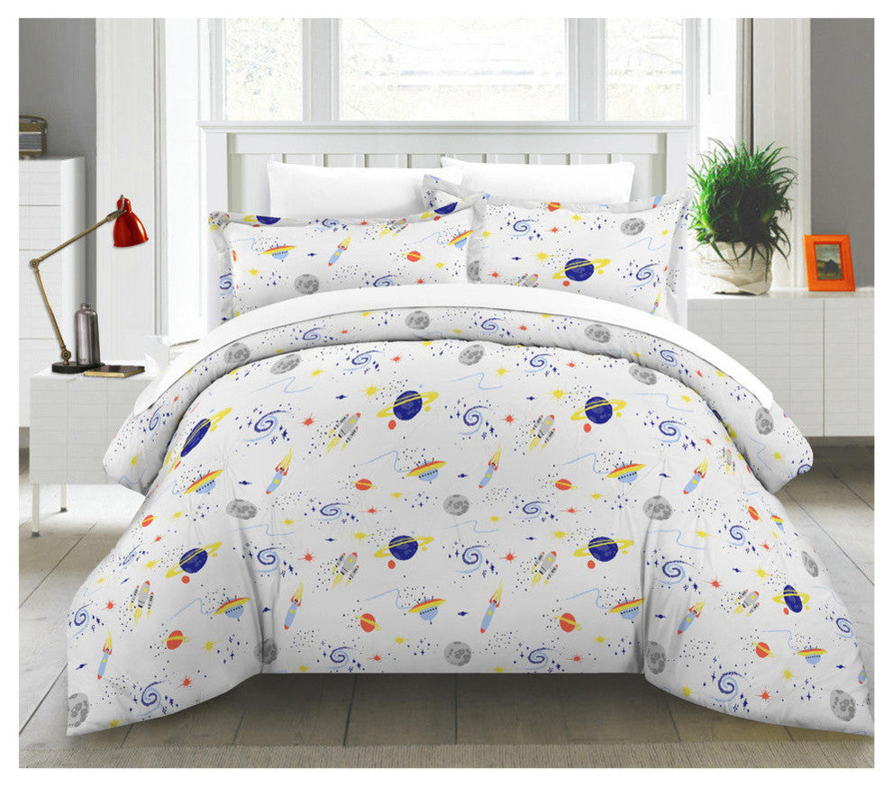 Lullaby Bedding Space Printed Comforter Set, Space Collection, Queen