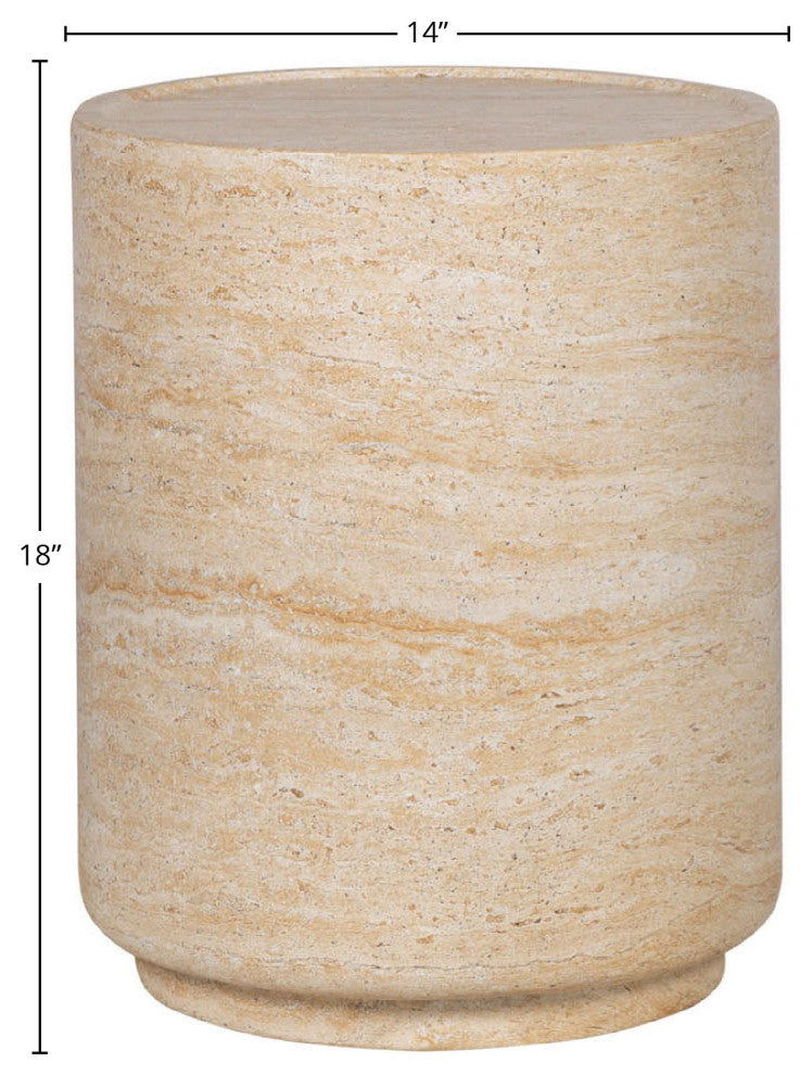 Courtyard Concrete Side Table, Light Travertine