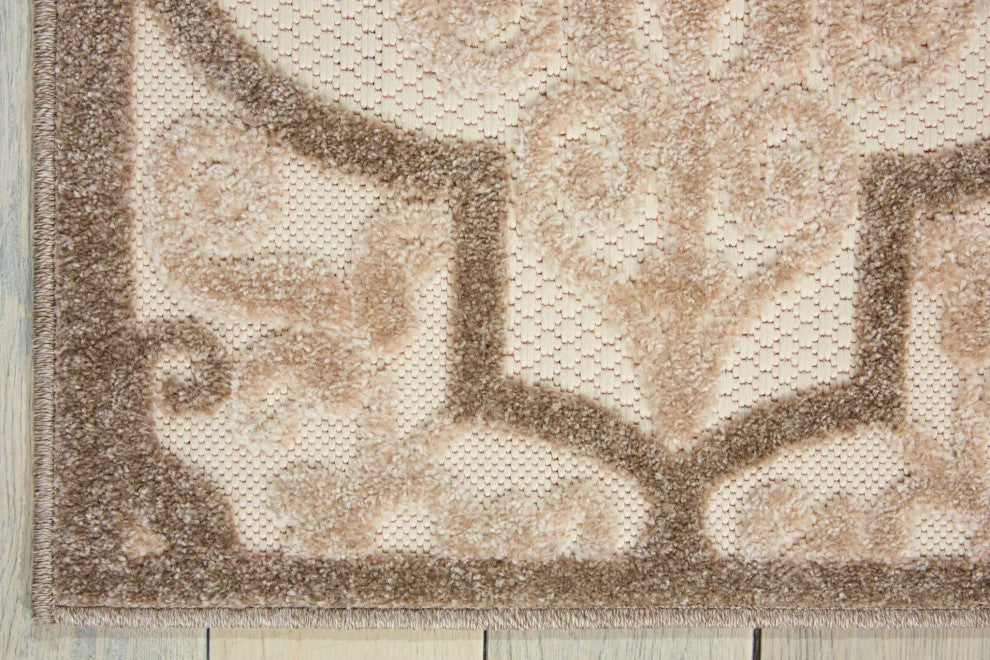 8 x 11 Cream and Beige Trellis Indoor Outdoor Area Rug