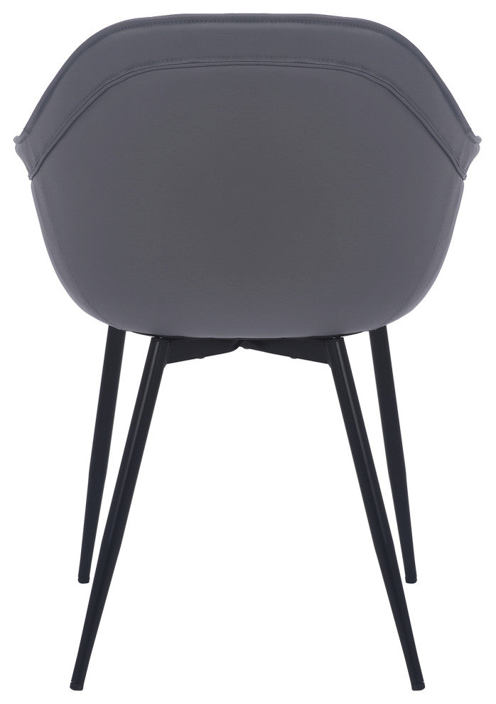 Clover Grey Faux Leather Dining Room Chair with Black Metal Legs