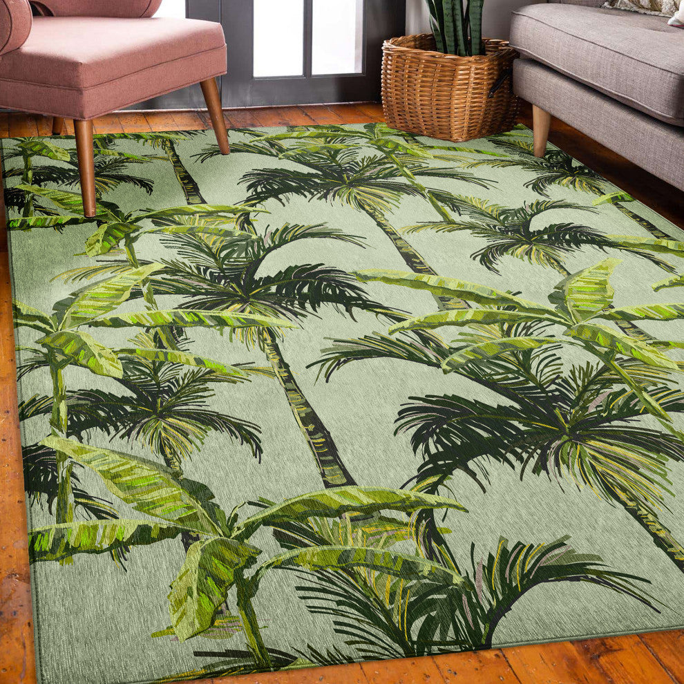 Indoor/Outdoor Tropics TC10 Aloe Machine Washable 3' x 5' Rug
