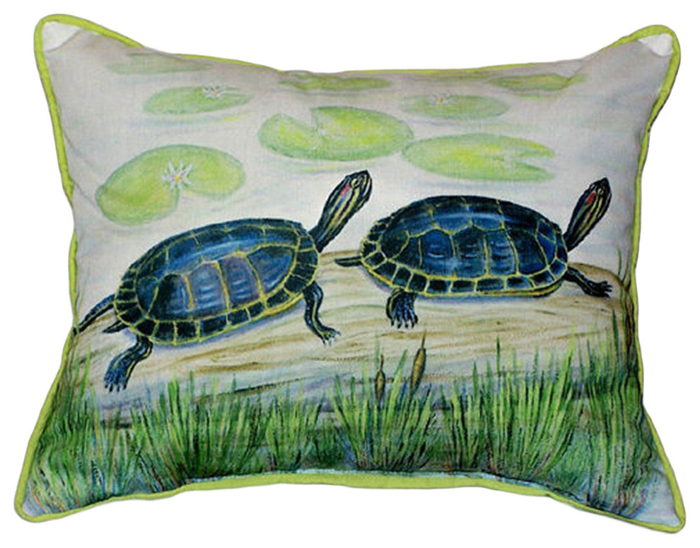 Betsy Drake Two Turtles Extra Large 20 X 24 Indoor / Outdoor Pillow