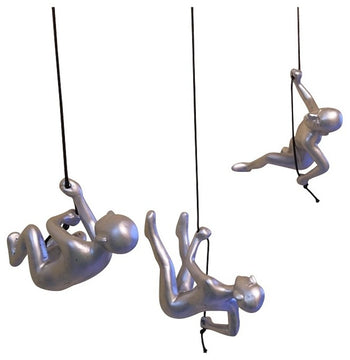 Climbing Man Pos 1, 2, 3 Wall Art!, Set of 3, Silver
