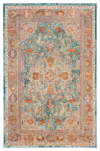 Safavieh Aria Ara120B Vintage/Distressed Rug, Blue/Orange, 4'0"x6'0"