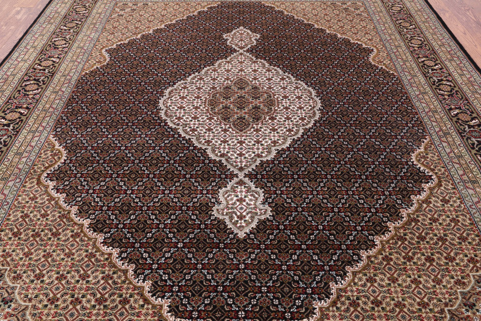 Wool and Silk Persian Tabriz Hand-Knotted Rug 7' 11" X 10' 0"- Q6052