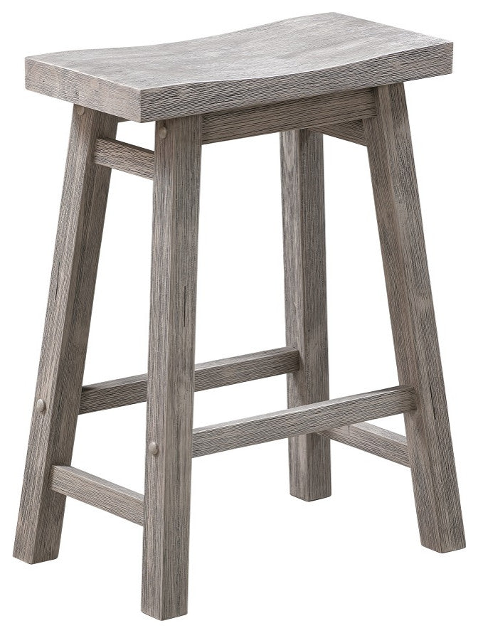 Sonoma Saddle Seat Counter Stool, Storm Gray Wire-Brush, Counter Height, Single