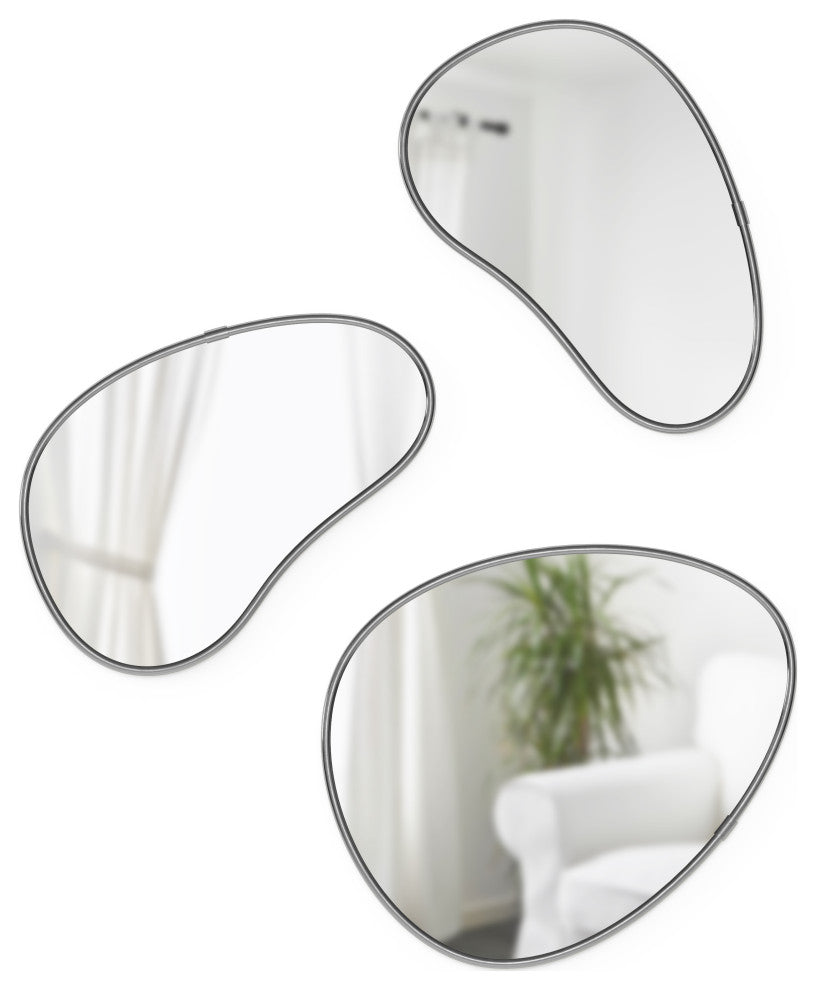 Umbra Hubba Pebble Mirrors, Set of 3 Various Metallic Titanium