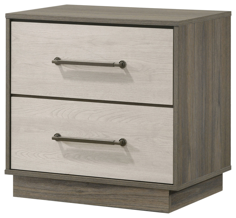 Fenwick 2-drawer Nightstand Bedside Table Grey Oak