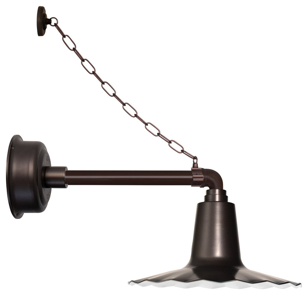 12" Iris LED Wall Light With Metropolitan Arm With Chain, Mahogany Bronze