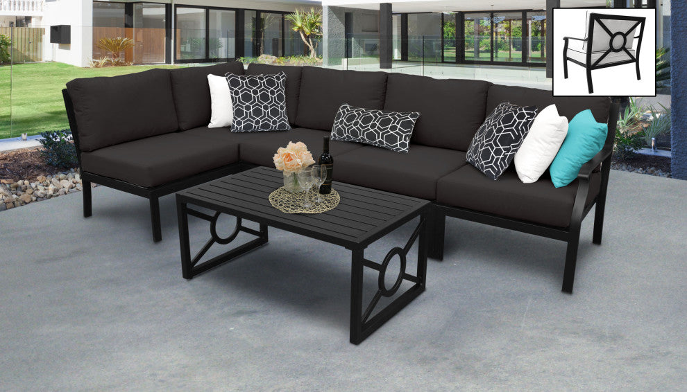 kathy ireland Madison Ave. 6 Piece Aluminum Patio Furniture Set 06q, Onyx