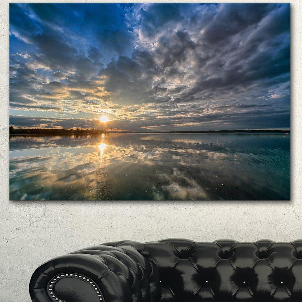 Sunset with Dramatic Sky and Sea, Seashore Canvas Art Print, 40"x30"