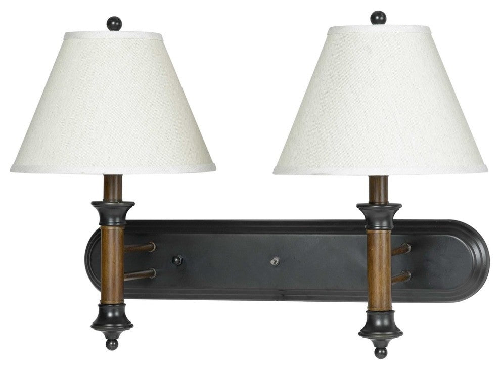 60W Metal Wall Lamp, Dark Bronze Finish, White Shade