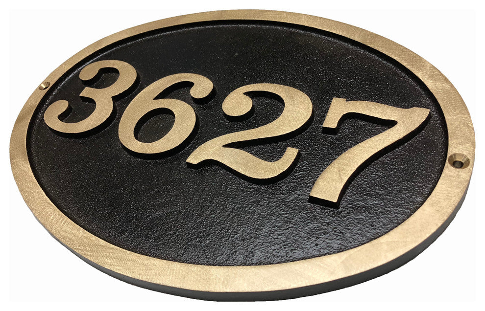 Custom Address Plaque: Traditional Large Brass Oval Sign