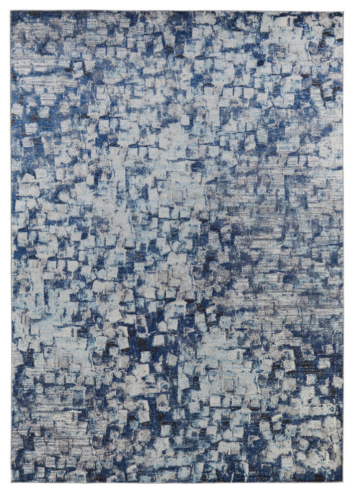 Weave & Wander Adelmo Abstract Contemporary Rug, Navy/Blue, 3'x5'