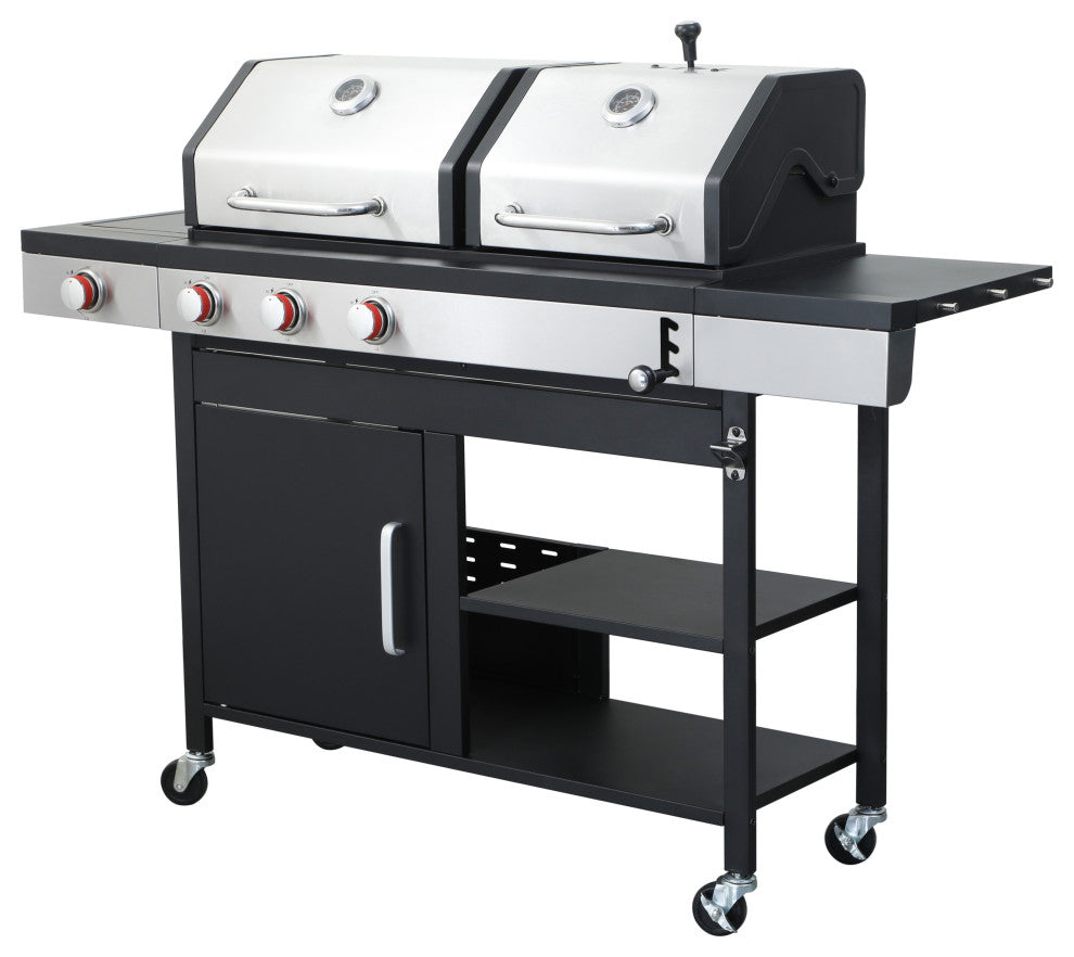 GDF Studio 3 Burner Propane Gas Outdoor Versatile BBQ Grill With Charcoal Grill