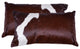 12"x20"x5" Salt and Pepper Chocolate and White Cowhide Pillow, Set of 2
