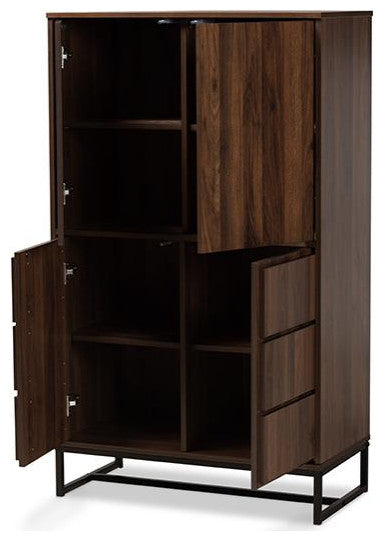 Neil Brown Finished Wood and Black Finished Metal Multipurpose Storage Cabinet